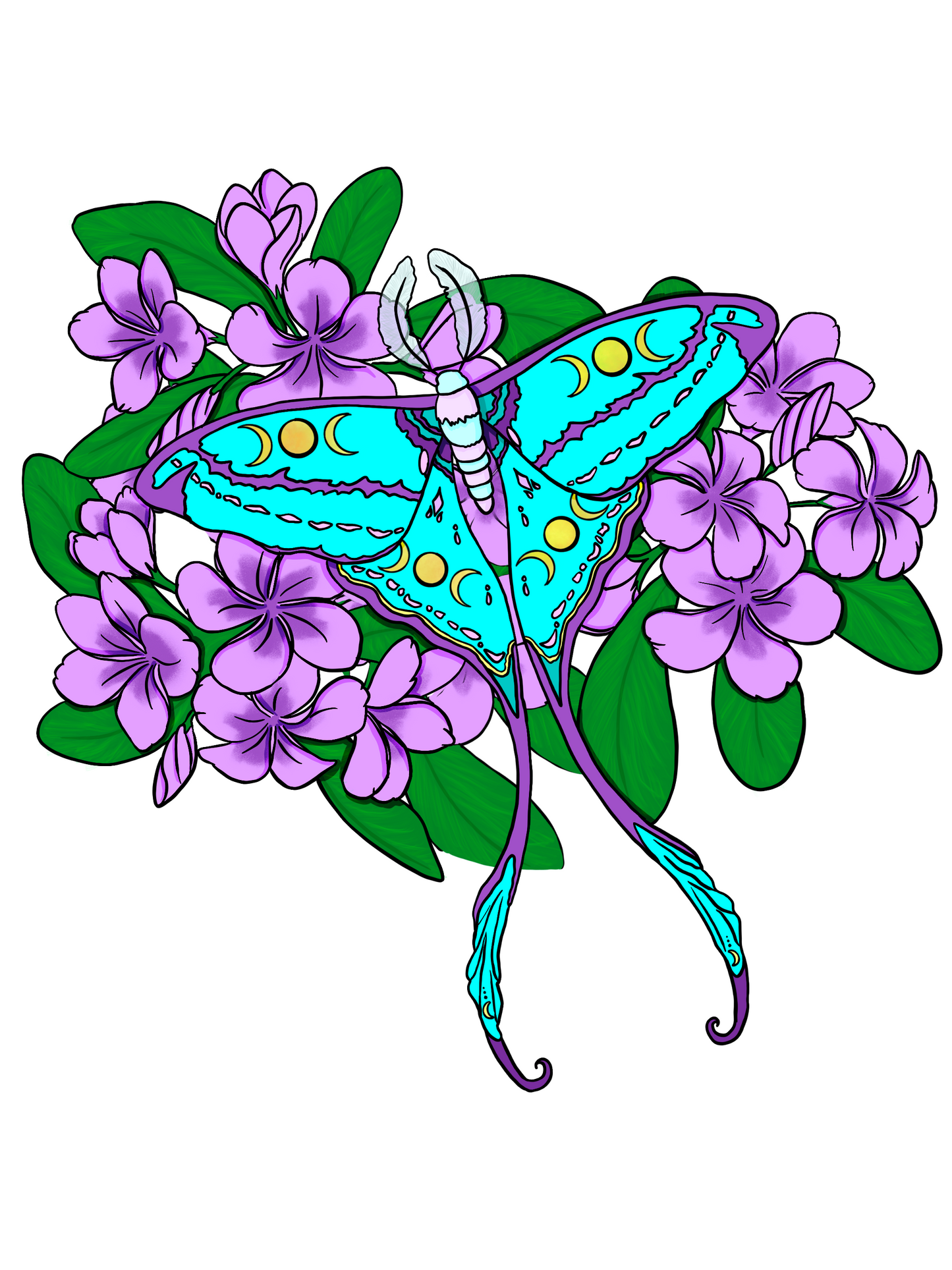 Luna Moth Floral Die Cut Vinyl Sticker